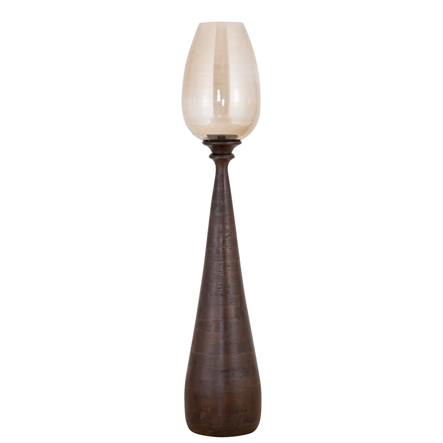 Set Van 3 Midi Windlichten Mangohout Bruin van PTMD, het grote windlicht op witte achtergrond