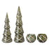 Set Van 4 Kerstdecoraties Geruit Glas van J-Line, beide glazen kerstbomen met de twee theelichthouders op witte achtergrond