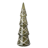 Kerstboom Geruit Glas Large van J-Line, slanke glazen kegel met gouden ruitmotief, hoogte 32cm