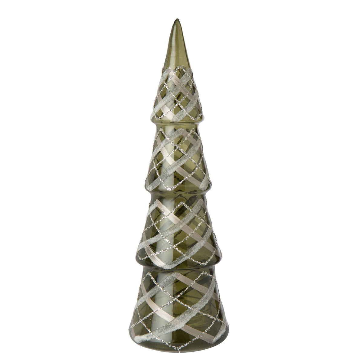 Kerstboom Geruit Glas Large van J-Line, slanke glazen kegel met gouden ruitmotief, hoogte 32cm