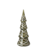 Kerstboom Geruit Glas Small van J-Line, groen glas met champagnekleurige ruiten, hoogte 26,5cm