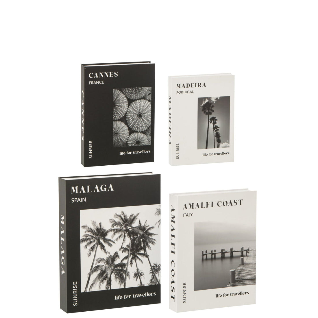 Set Van 4 Opbergdoos Boek Papier Wit/Zwart J-Line
