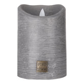 LED kaars maat XS van PTMD in warmgrijs, smalle stompkaars van 12 cm hoog