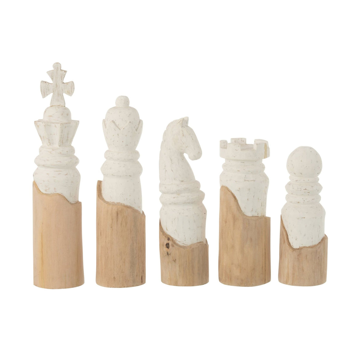 Set mit 5 Schachfiguren Mangoholz Weiß/Natur J-Line