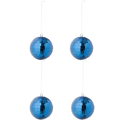 Doos Van 4 Kerstballen Spiegelglas Blauw Large van J-Line, onderdeel van de Set Van 8 Kerstballen Spiegelglas Blauw, op witte achtergrond