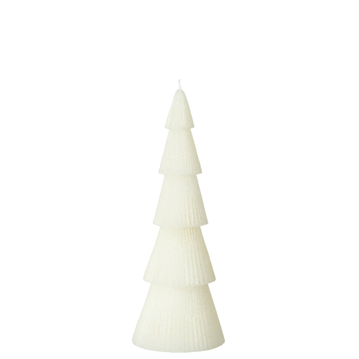Grote gebroken witte kerstboom kaars van J-Line van 29,5 cm met fijn geribbelde lagen