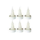 Zes gebroken witte mini kerstboom kaarsjes van J-Line in witte houdertjes