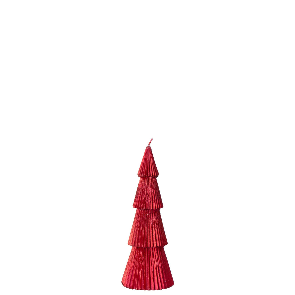 Kerstboomkaars Small van J-Line, kerstrode boomkaars met parelmoerglans, hoogte 19,5cm