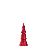 Kerstboomkaars Small van J-Line, kerstrode boomkaars met parelmoerglans, hoogte 19,5cm