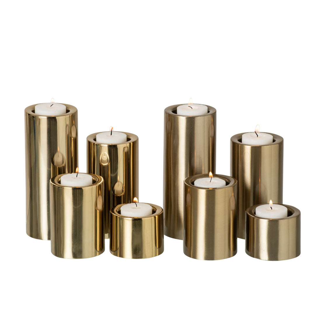 8er-Set Teelichthalter Glänzend Und Matt Stahl Gold J-Line