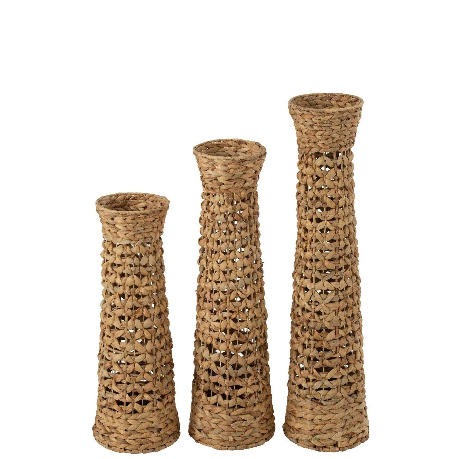 Set Van Drie Vazen Jan Waterhyacint Naturel - Vaas - J-Line - livinglovely.nl