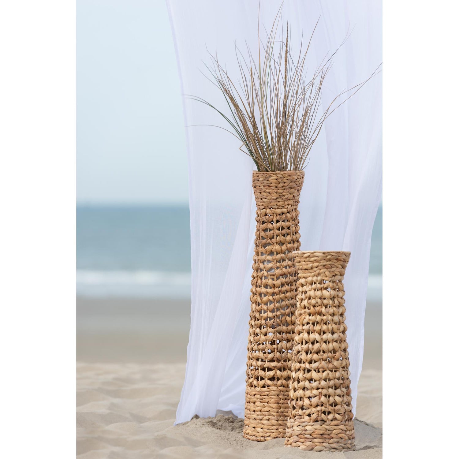 Set Van Drie Vazen Jan Waterhyacint Naturel - Vaas - J-Line - livinglovely.nl