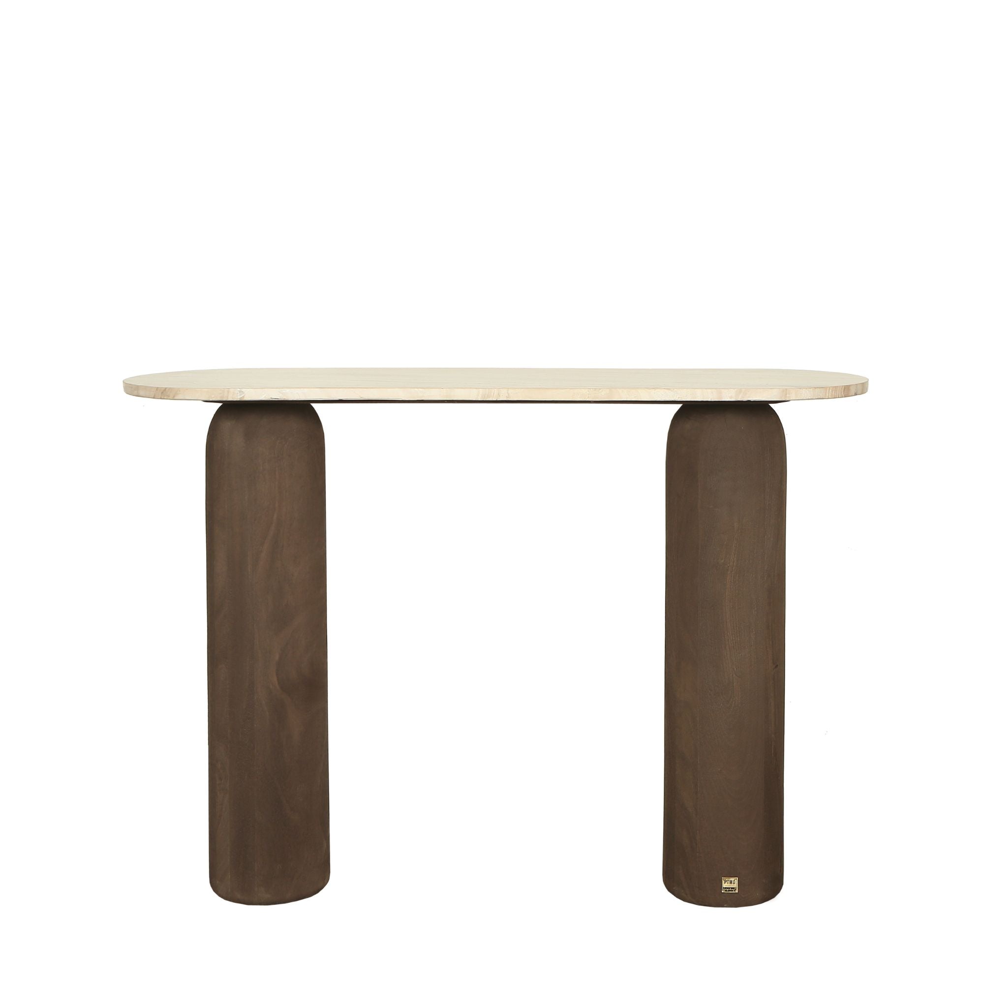 Sidetabel Liora Bruin Mangohout Marmer Ovaal PTMD - Sidetable - PTMD - livinglovely.nl