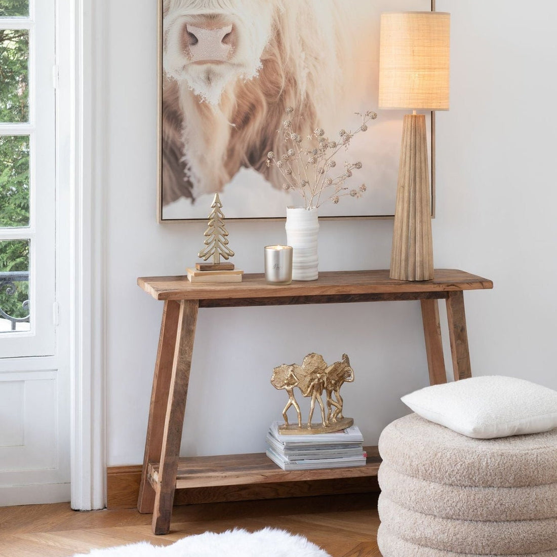 Sidetable Vierkant Gerecycled Hout Naturel J-Line