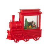 Sneeuwbol Locomotief Kunststof Kerstrood H26cm van J-Line op witte achtergrond