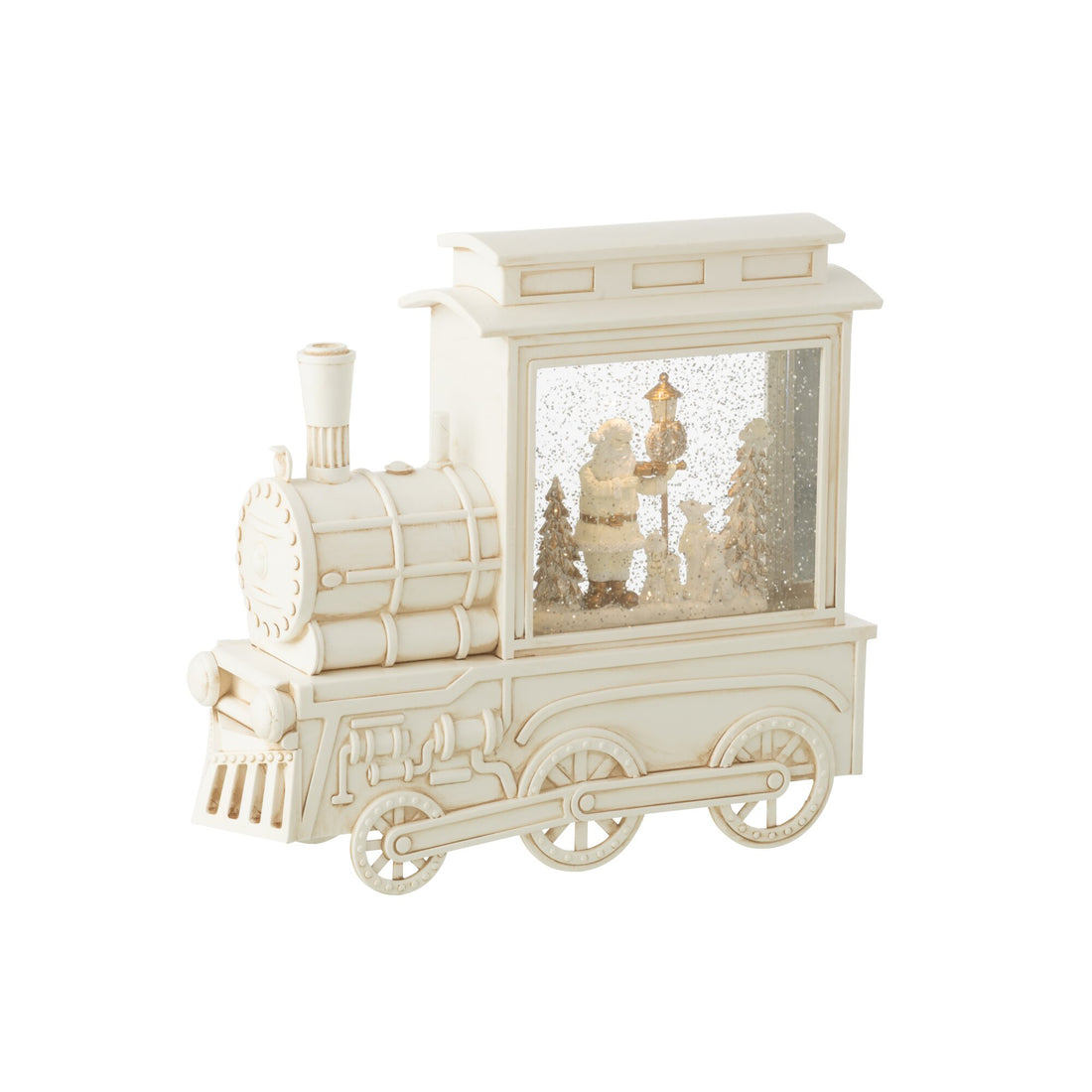Sneeuwbol Locomotief Kunststof Wit H26cm J-Line