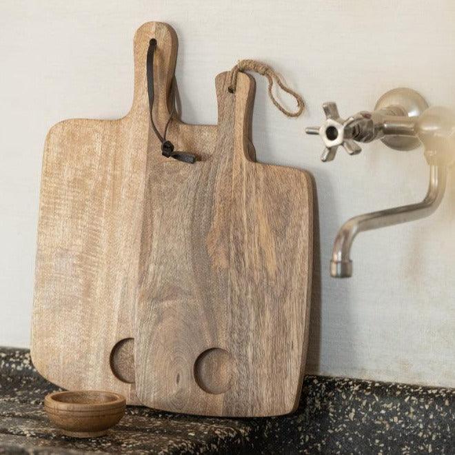 Snijplank + Kom Mango Hout Naturel - Serveerplank - J-Line - livinglovely.nl