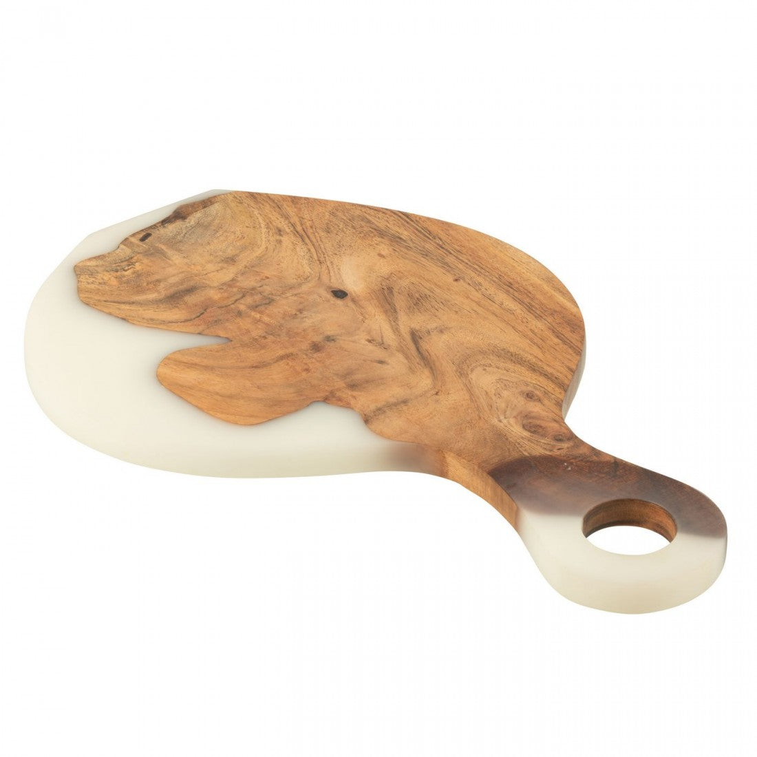 Snijplank Modern Acacia Hout/Epoxyhars Naturel/Wit J-Line - Serveerplank - J-Line - livinglovely.nl