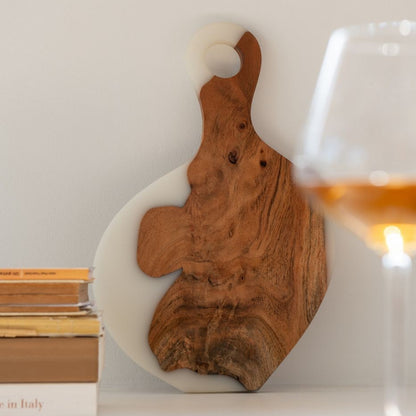 Snijplank Modern Acacia Hout/Epoxyhars Naturel/Wit J-Line - Serveerplank - J-Line - livinglovely.nl