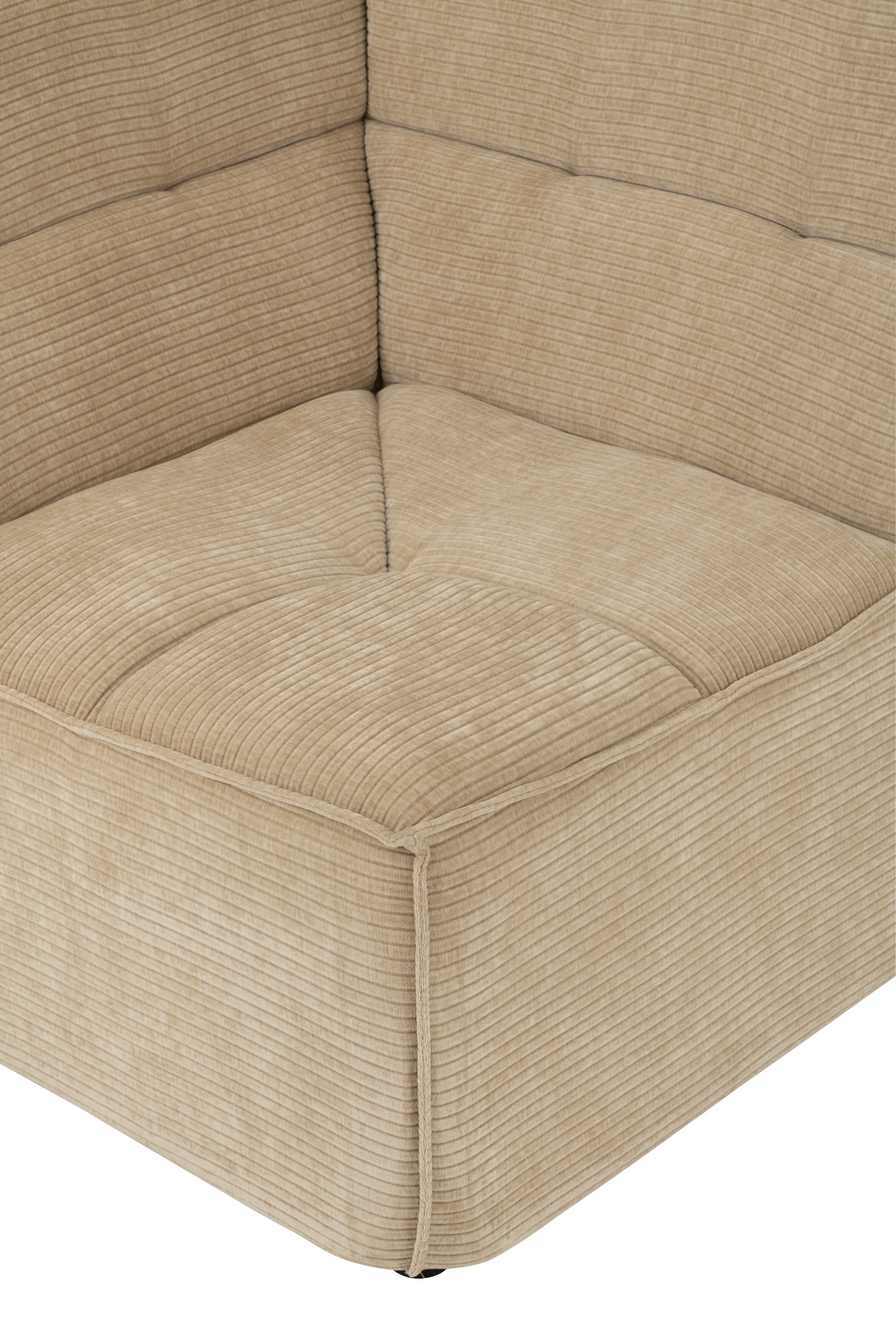 Sofa Corner Grid Poplar Wood/Foam Dark Beige - - J-Line - livinglovely.nl