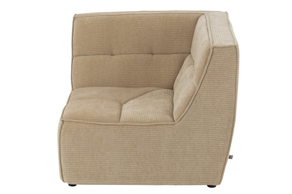 Sofa Corner Grid Poplar Wood/Foam Dark Beige - - J-Line - livinglovely.nl