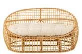 Sofa Lise + Kussen 2 Personen Rotan/Textiel Naturel/Wit J-Line - Bankstel - J-Line - livinglovely.nl