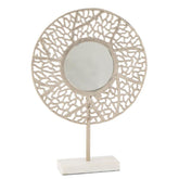 Spiegel Koraal Voet Marmer Metaal Champagne 49,5x34cm - Spiegel - J-Line - livinglovely.nl