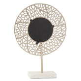 Spiegel Koraal Voet Marmer Metaal Champagne 49,5x34cm - Spiegel - J-Line - livinglovely.nl