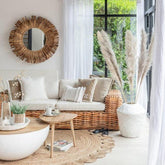 Spiegel Maurice Rond Waterhyacint Bruin Large 104x104cm - Spiegel - J-Line - livinglovely.nl