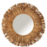 Spiegel Maurice Rond Waterhyacint Bruin Large 104x104cm - Spiegel - J-Line - livinglovely.nl