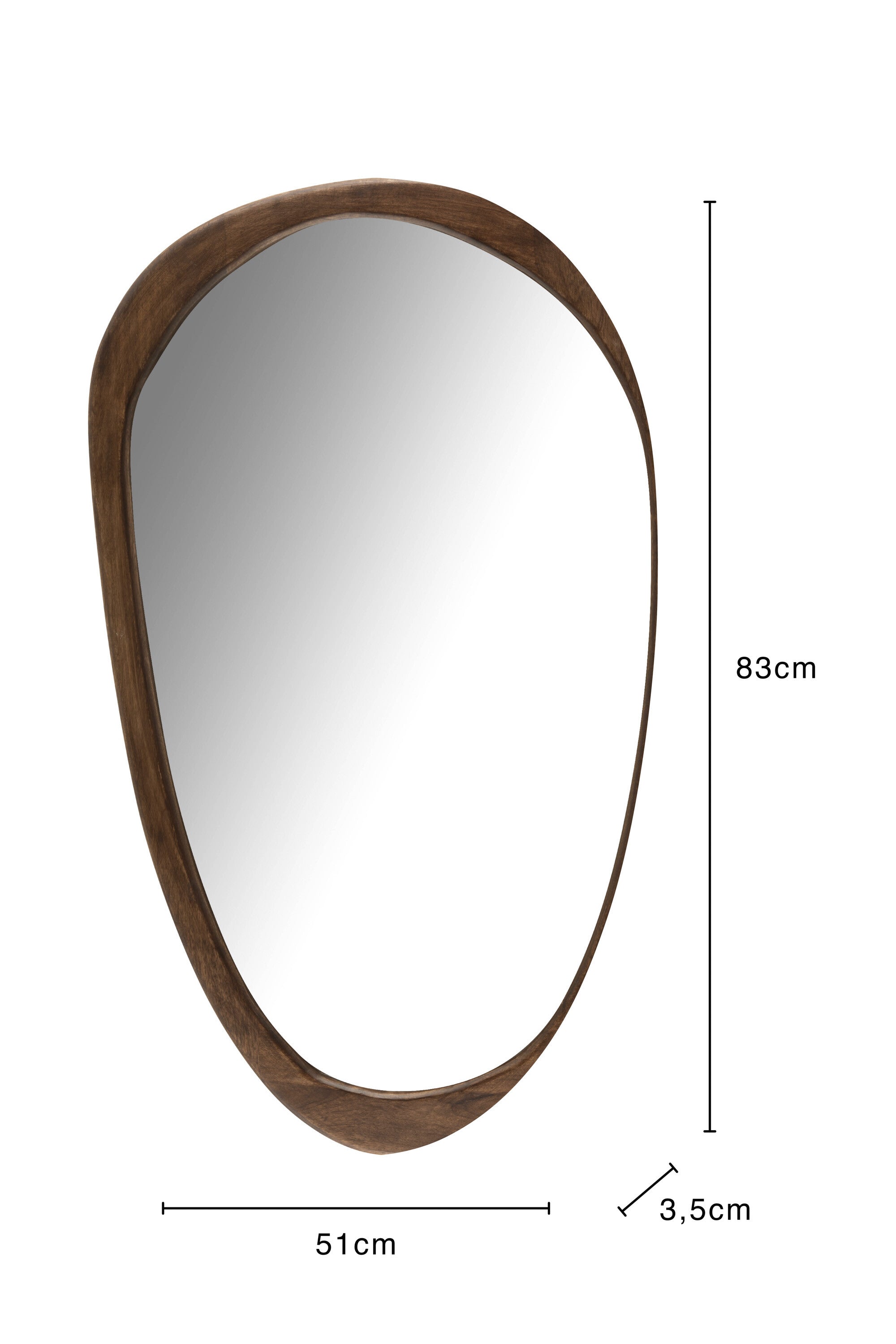 Spiegel Onregelmatig Mango Hout Donker Bruin Large 51x83x3,5cm - Spiegel - J-Line - livinglovely.nl