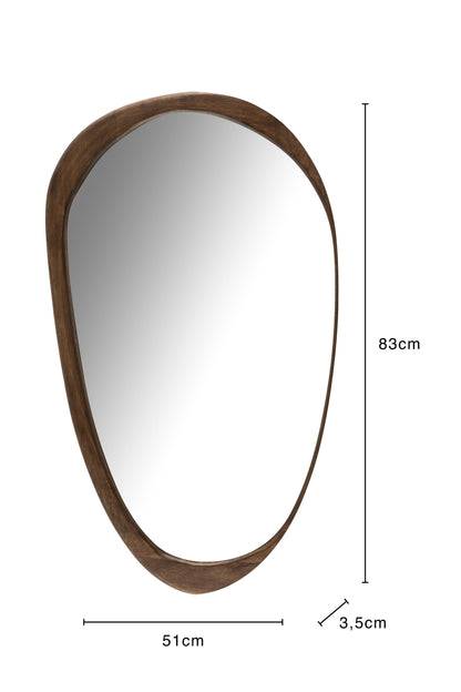 Spiegel Onregelmatig Mango Hout Donker Bruin Large 51x83x3,5cm - Spiegel - J-Line - livinglovely.nl