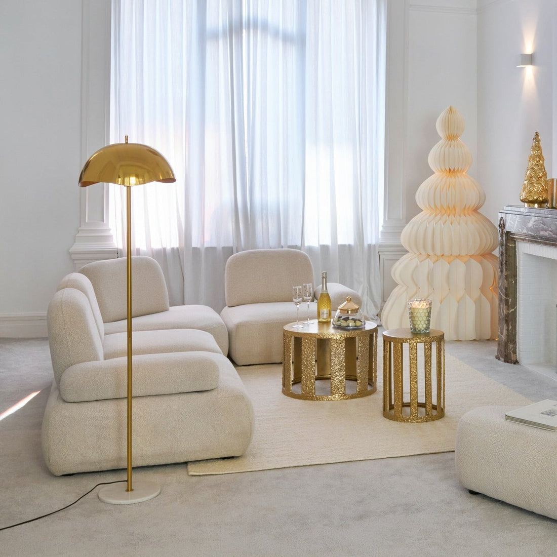 Stehlampe Metall/Marmor Gold J-Line