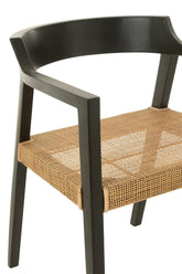 Stoel Emma Teakhout Zwart/Bruin - Eetkamerstoel - J-Line - livinglovely.nl