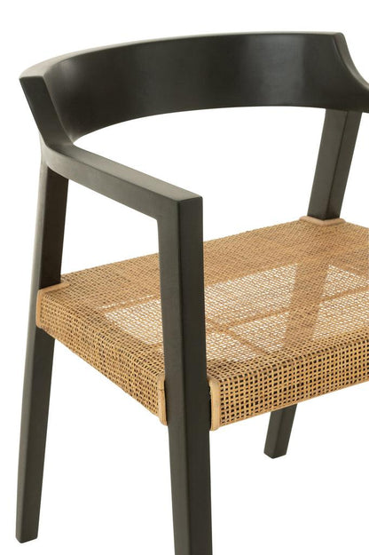 Stoel Emma Teakhout Zwart/Bruin - Eetkamerstoel - J-Line - livinglovely.nl
