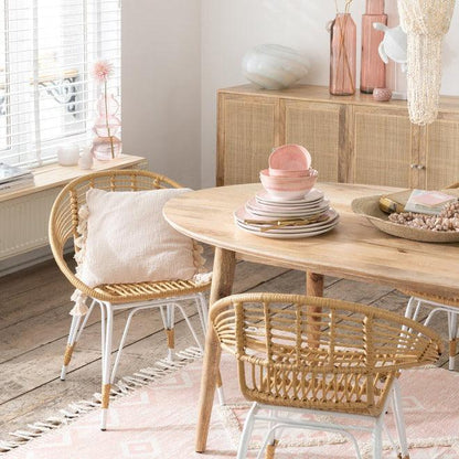 Stoel Jeanne Buiten Metaal/Rattan Naturel/Wit - Terrasstoel - J-Line - livinglovely.nl