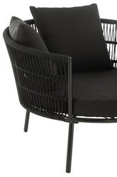 Stoel Joa Metaal/Rattan Zwart - Outdoor loungestoel - J-Line - livinglovely.nl