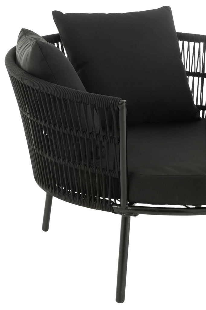 Stoel Joa Metaal/Rattan Zwart - Outdoor loungestoel - J-Line - livinglovely.nl