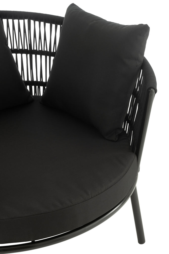 Stoel Joa Metaal/Rattan Zwart - Outdoor loungestoel - J-Line - livinglovely.nl
