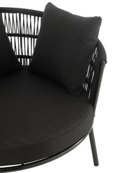 Stoel Joa Metaal/Rattan Zwart - Outdoor loungestoel - J-Line - livinglovely.nl