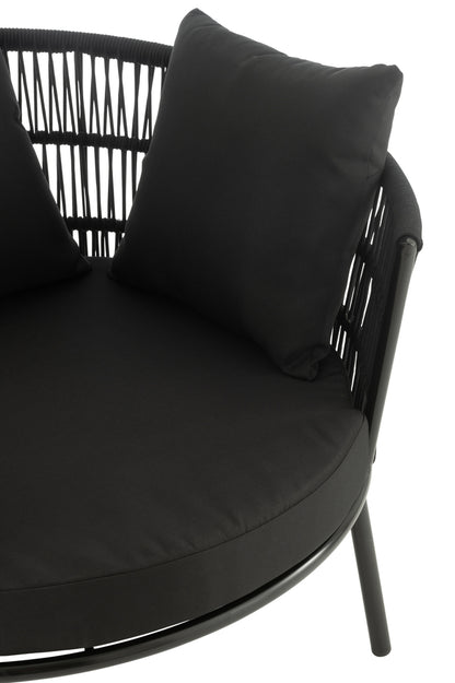 Stoel Joa Metaal/Rattan Zwart - Outdoor loungestoel - J-Line - livinglovely.nl