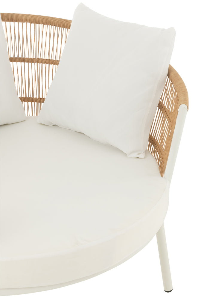 Stoel Joa Metaal/Rotan Wit - Outdoor loungestoel - J-Line - livinglovely.nl