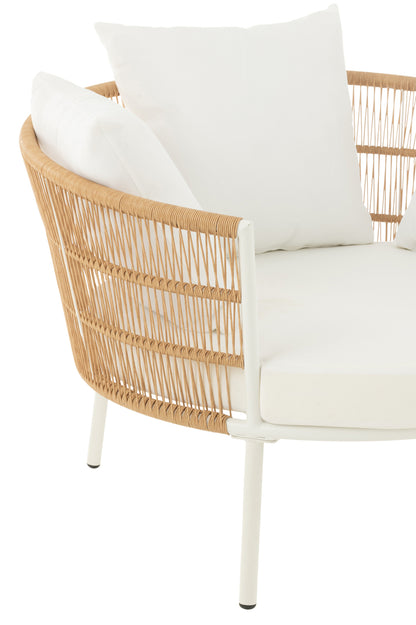 Stoel Joa Metaal/Rotan Wit - Outdoor loungestoel - J-Line - livinglovely.nl