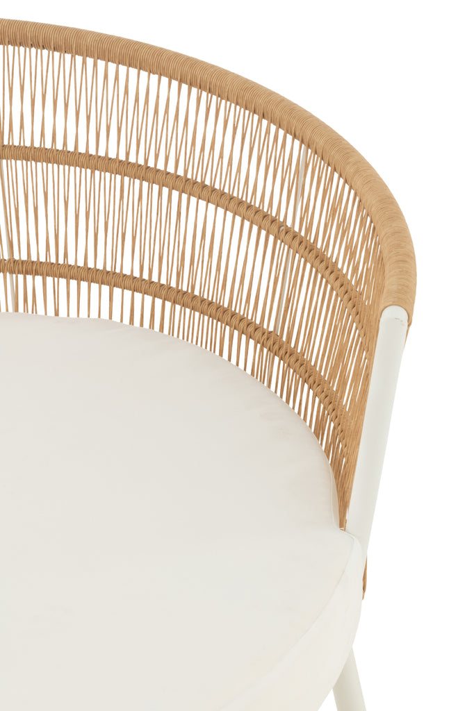 Stoel Joa Metaal/Rotan Wit - Outdoor loungestoel - J-Line - livinglovely.nl