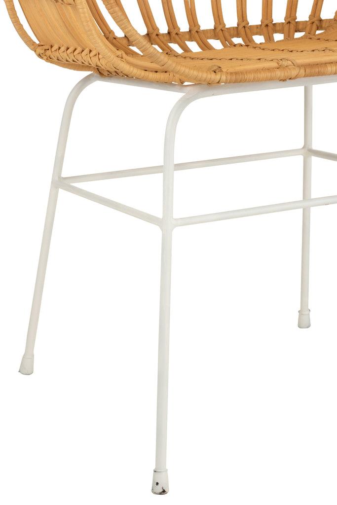 Stoel Keni Rotan/Metaal Naturel/Wit - Eetkamerstoel - J-Line - livinglovely.nl