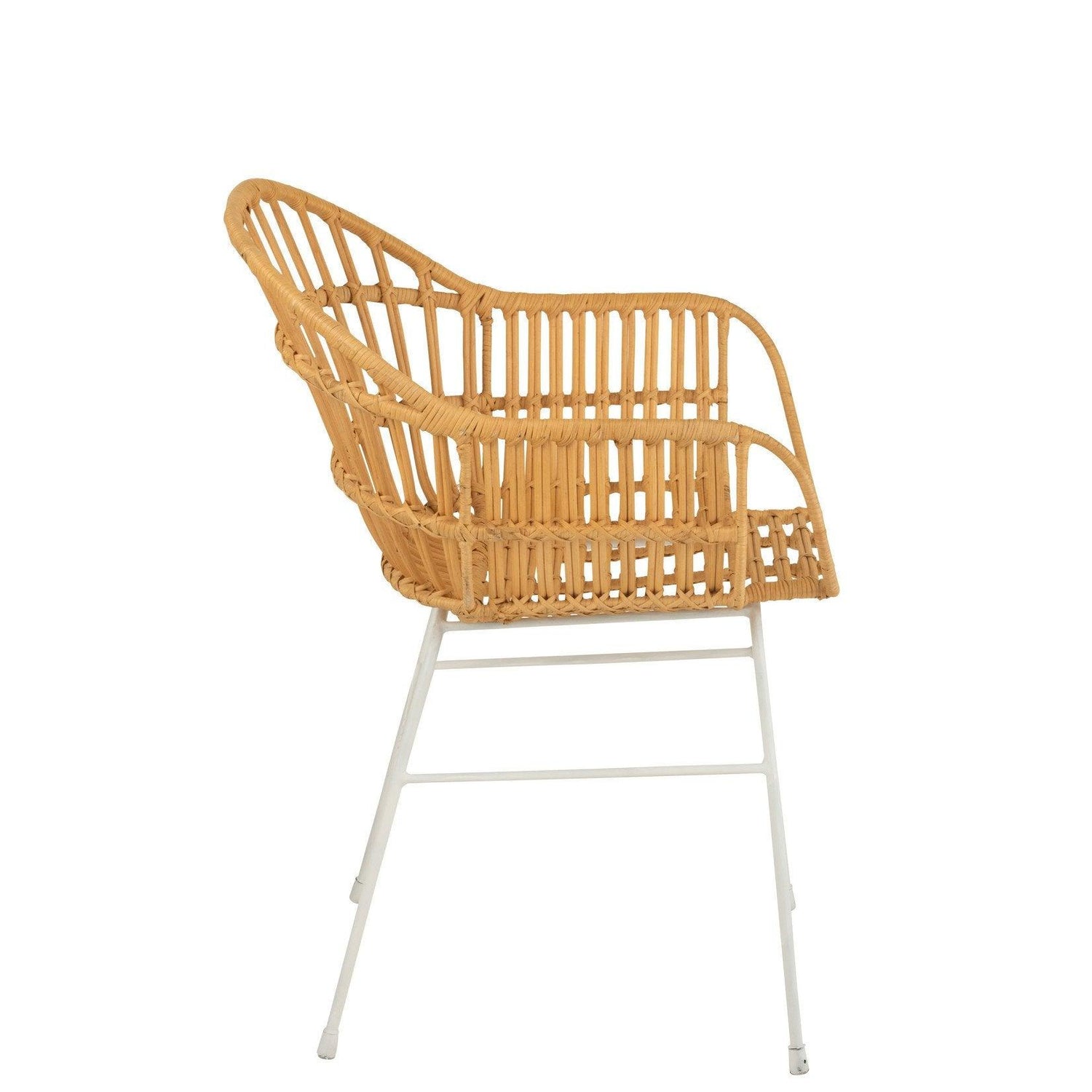 Stoel Keni Rotan/Metaal Naturel/Wit - Eetkamerstoel - J-Line - livinglovely.nl