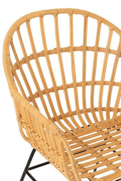Stoel Keni Rotan/Metaal Naturel/Wit - Eetkamerstoel - J-Line - livinglovely.nl