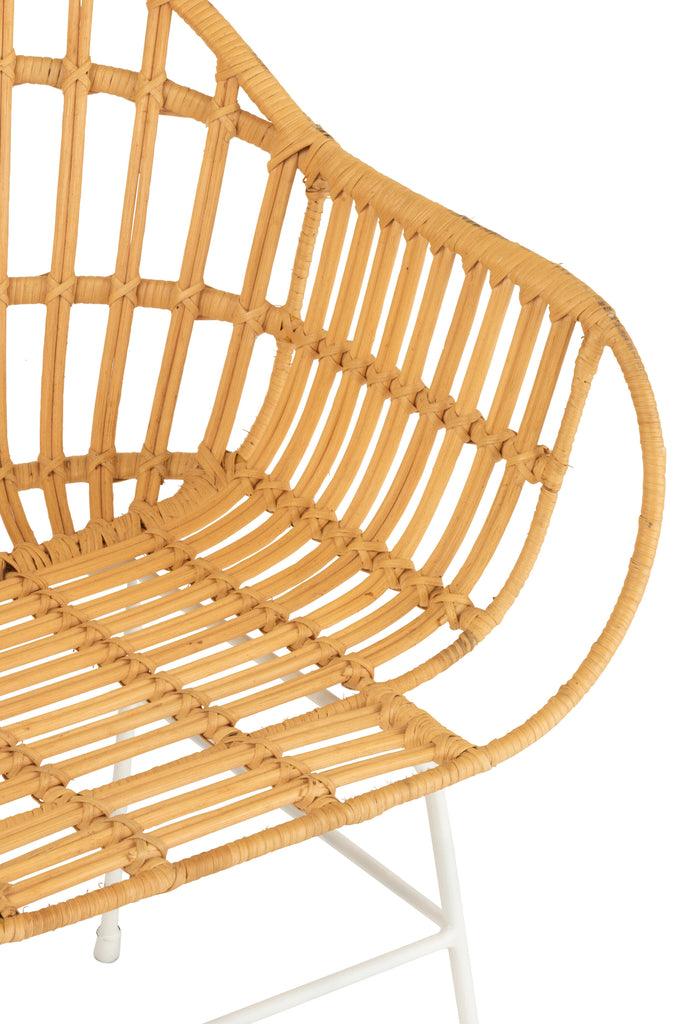Stoel Keni Rotan/Metaal Naturel/Wit - Eetkamerstoel - J-Line - livinglovely.nl