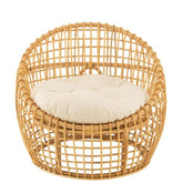 Stoel Lise + Kussen 1 Persoon Rotan/Textiel Naturel/Wit J-Line - Fauteuil - J-Line - livinglovely.nl