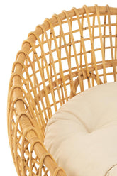 Stoel Lise + Kussen 1 Persoon Rotan/Textiel Naturel/Wit J-Line - Fauteuil - J-Line - livinglovely.nl